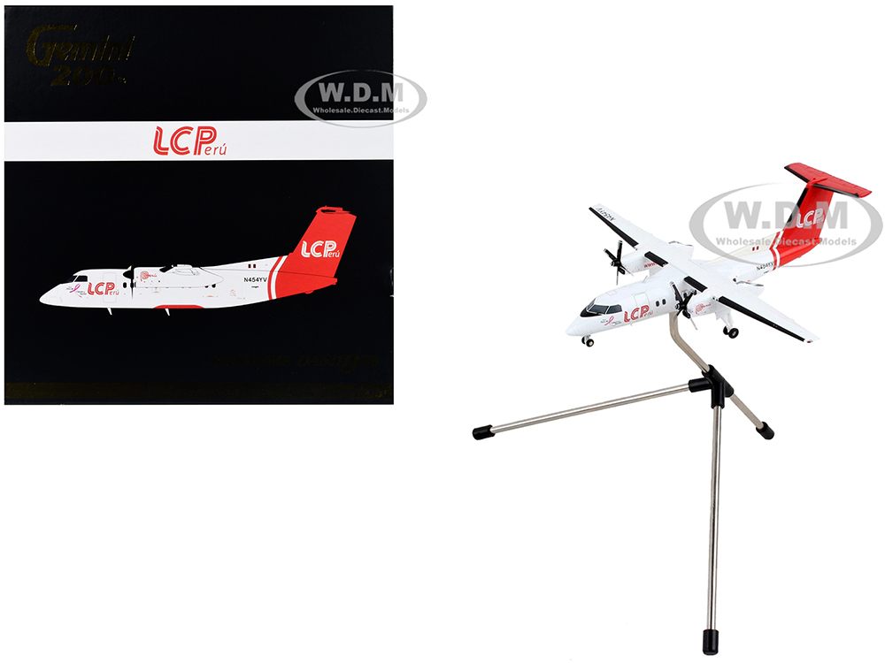Bombardier Dash 8-200 Commercial Aircraft LC Peru White with Red Tail Gemini 200 Series 1/200 Diecast Model Airplane by GeminiJets