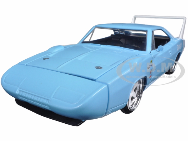 1969 Dodge Charger Daytona Light Blue with White "Bigtime Muscle" Series 1/24 Diecast Model Car by Jada