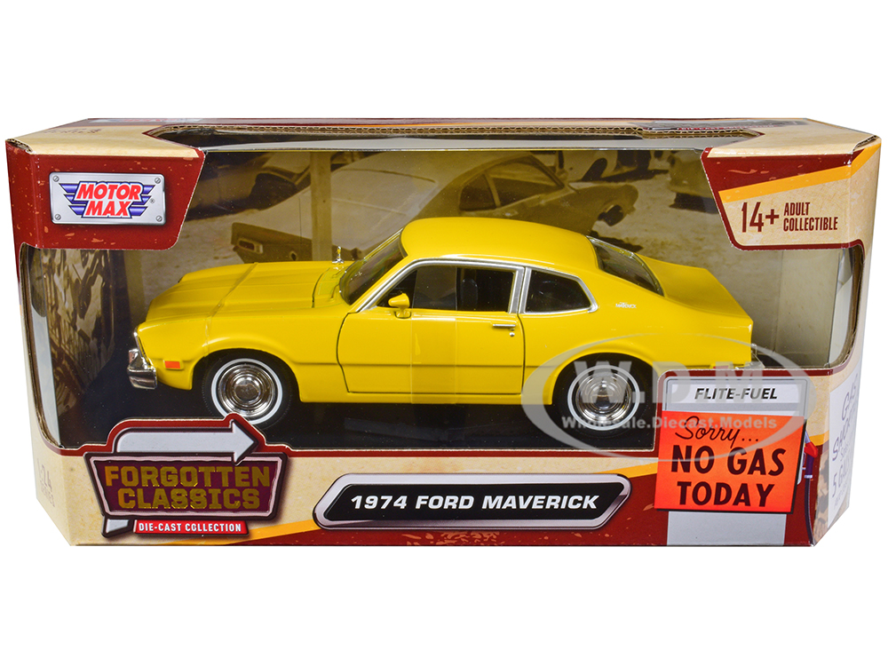 1974 Ford Maverick Yellow Forgotten Classics Series 1/24 Diecast Model Car by Motormax