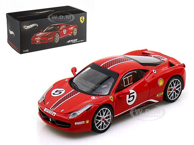 Image of Ferrari 458 Italia Challenge 5 Red Elite Edition 1/43 Diecast Car Model by Hotwheels