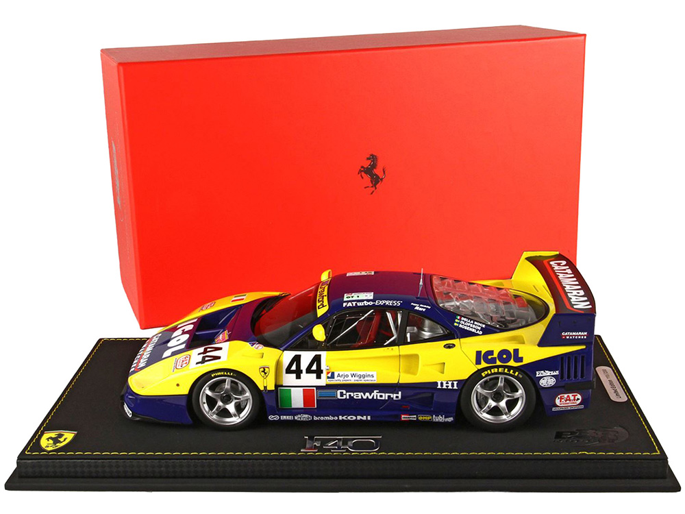Ferrari F40 LM #44 Luciano Della Noce - Anders Olofsson - Carl Rosenblad Ennea SRL Igol 24 Hours of Le Mans (1996) with DISPLAY CASE Limited Edition to 200 pieces Worldwide 1/18 Model Car by BBR