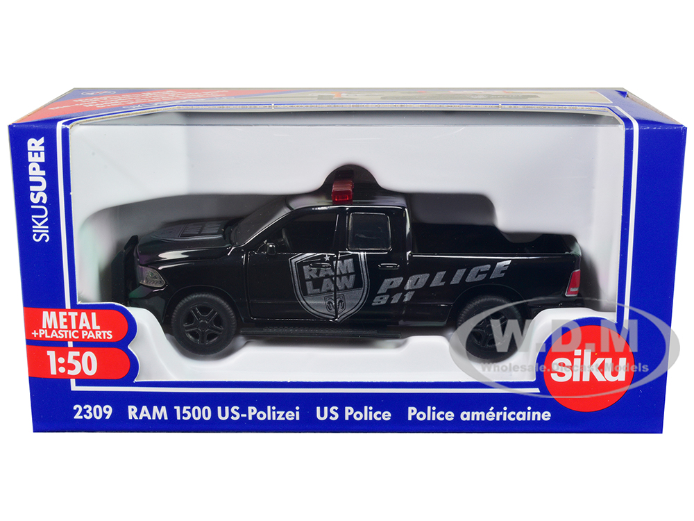 RAM 1500 Pickup Truck Police Black Raw Law 1/50 Diecast Model Car by Siku