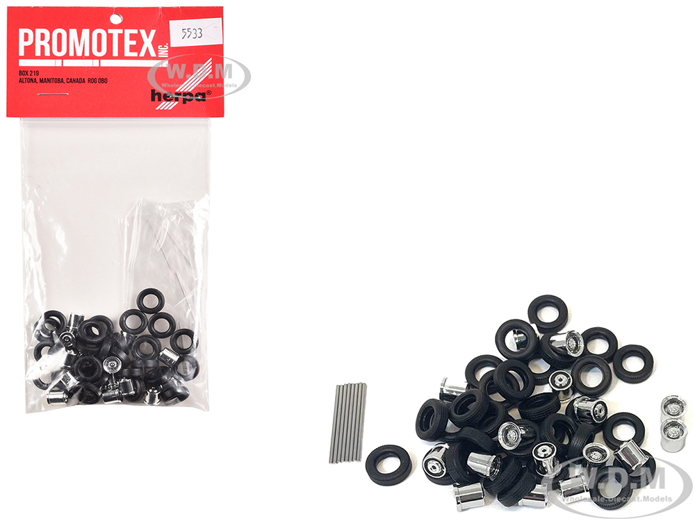 Chrome Plated Wheels with Set of 8 pieces 1/87 (HO) Plastic Model by Promotex