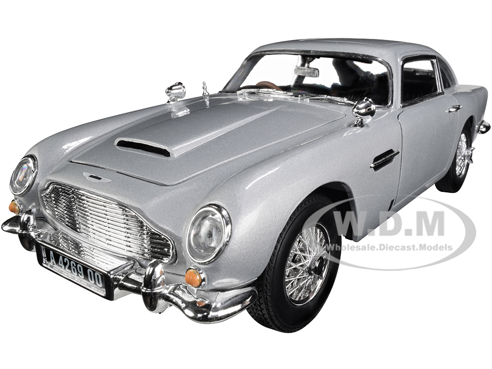 Aston Martin DB5 Coupe RHD (Right Hand Drive) Silver Birch Metallic (James Bond 007) No Time to Die (2021) Movie Silver Screen Machines Series 1/18 Diecast Model Car by Auto World