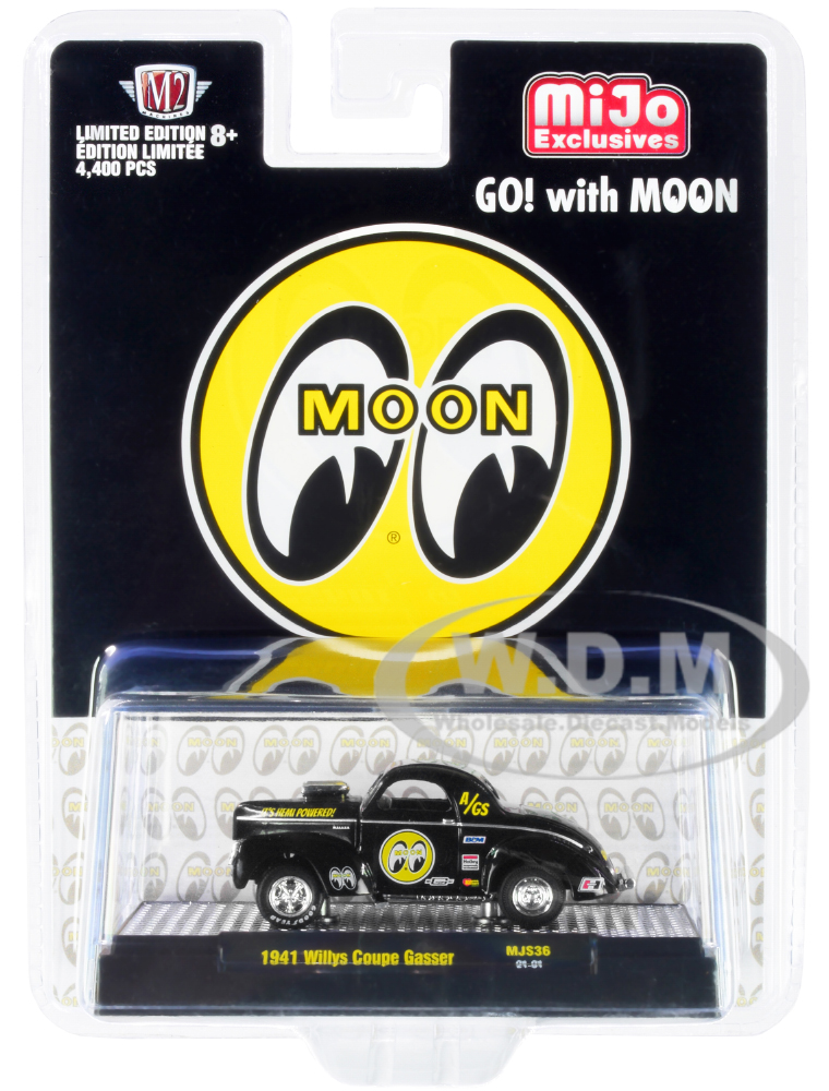 1941 Willys Coupe Gasser Black Mooneyes Limited Edition to 4400 pieces Worldwide 1/64 Diecast Model Car by M2 Machines