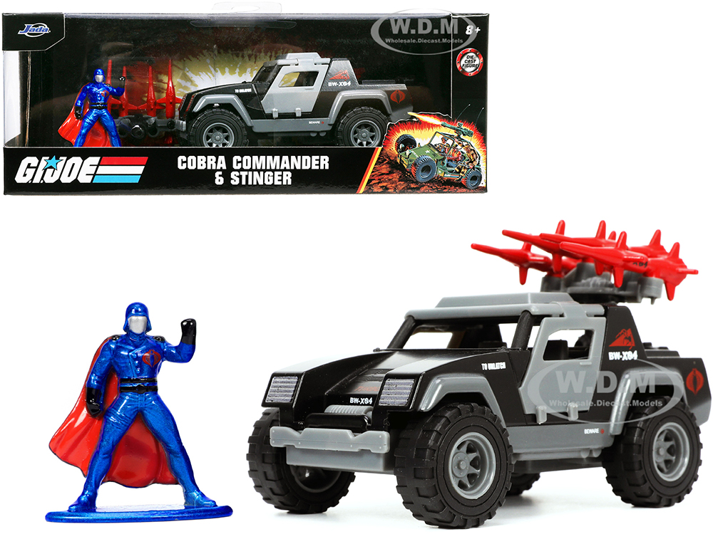 Stinger with Missile Launcher and Cobra Commander Diecast Figurine "G.I. Joe" "Hollywood Rides" Series 1/32 Diecast Model Car by Jada