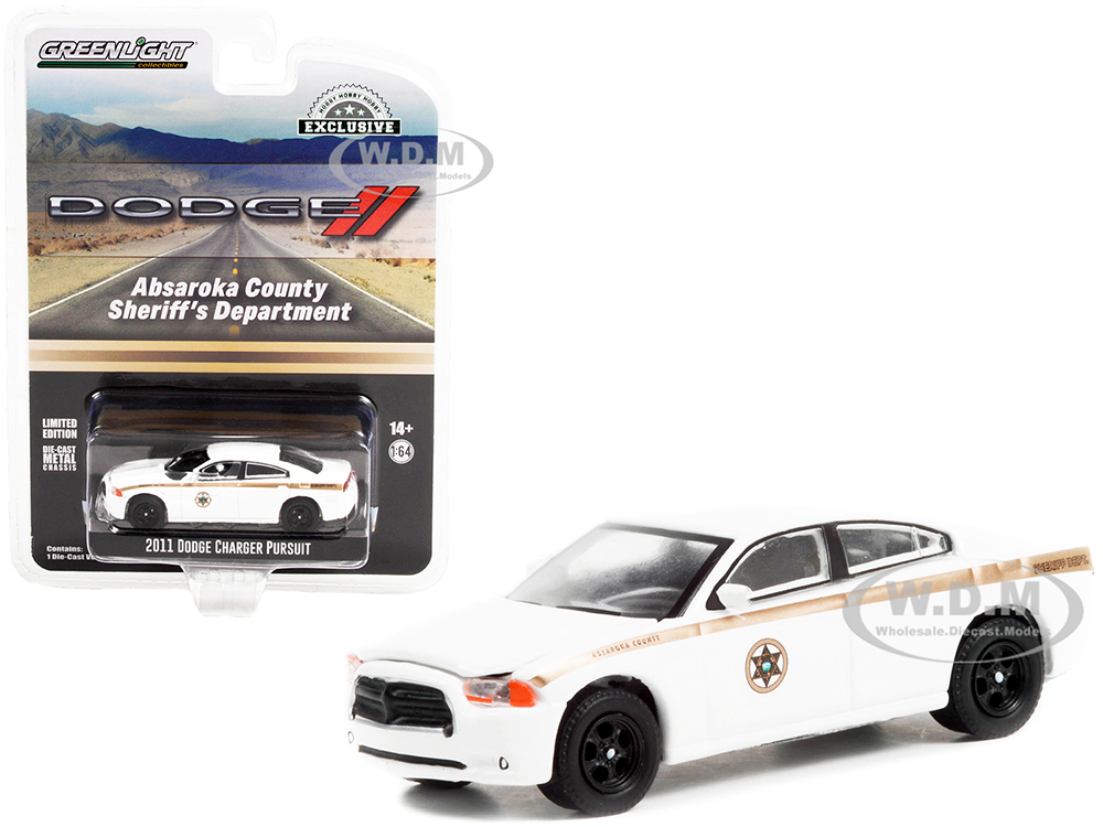 2011 Dodge Charger Pursuit White Absaroka County Sheriffs Department Hobby Exclusive 1/64 Diecast Model Car by Greenlight