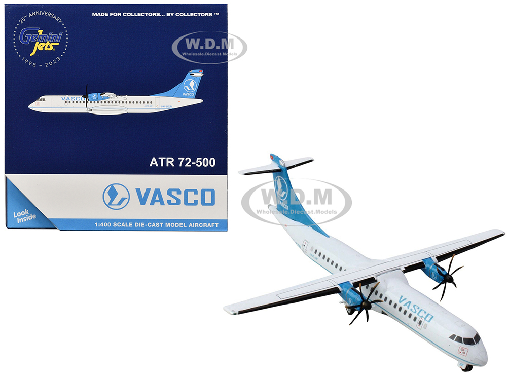 ATR 72-500 Commercial Aircraft VASCO (Vietnam Air Services Company) (VN-B221) White with Blue Tail 1/400 Diecast Model Airplane by GeminiJets