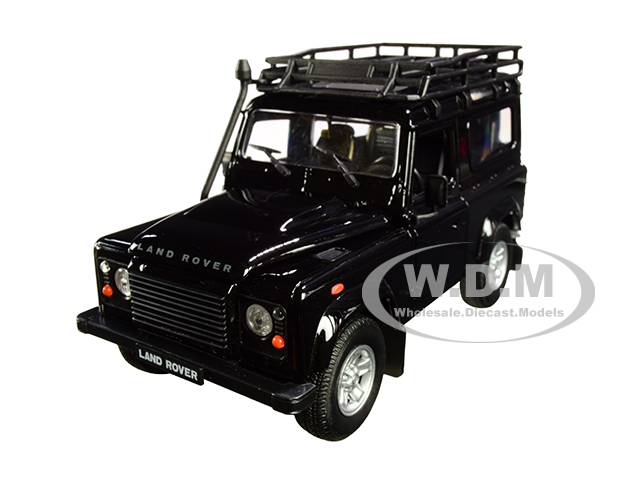 Land Rover Defender With Roof Rack Black 1/24-1/27 Diecast Model Car By Welly