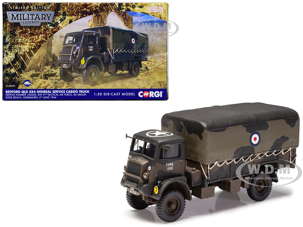 Bedford QLD 4X4 General Service Cargo Truck 2nd Tactical Air Force 84 Group Normandy (1944) British Royal Air Force Military Legends Series 1/50 Diecast Model by Corgi