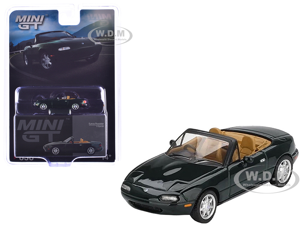 Eunos Roadster V-Special RHD (Right Hand Drive) Dark Green Limited Edition 1/64 Diecast Model Car by Mini GT