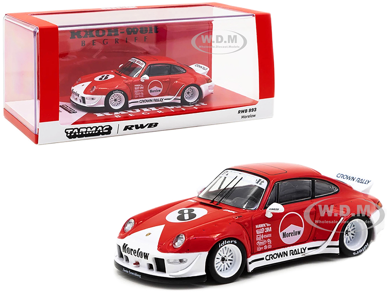 Porsche RWB 993 8 Morelow Red And White RAUH-Welt BEGRIFF 1/43 Diecast Model Car By Tarmac Works