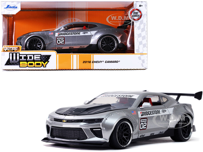 2016 Chevrolet Camaro Widebody 02 "Bridgestone" Silver "Bigtime Muscle" 1/24 Diecast Model Car by Jada