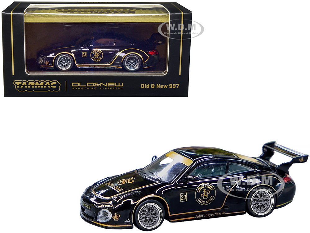 997 Old &amp; New Body Kit 23 Black with Gold Graphics "John Player Special" "Hobby64" Series 1/64 Diecast Model Car by Tarmac Works