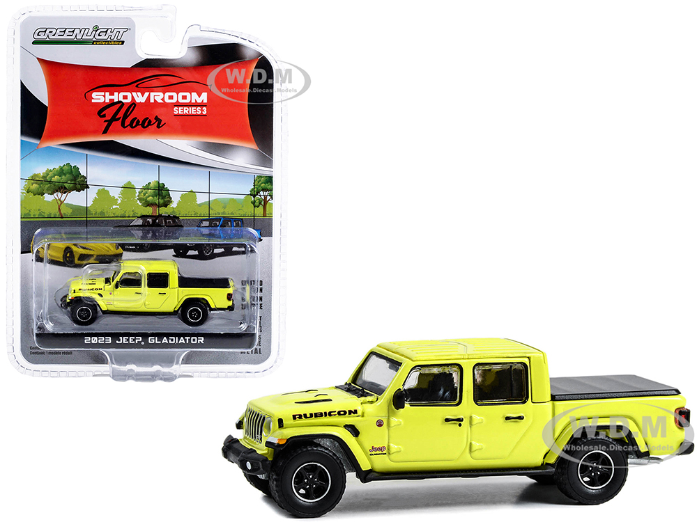 2023 Jeep Gladiator Pickup Truck High Velocity Yellow "Showroom Floor" Series 3 1/64 Diecast Model Car by Greenlight