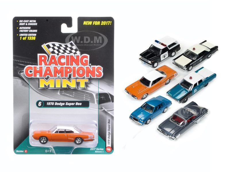 Mint Release 2017 Set B Set Of 6 Cars 1/64 Diecast Model Cars By Racing Champions