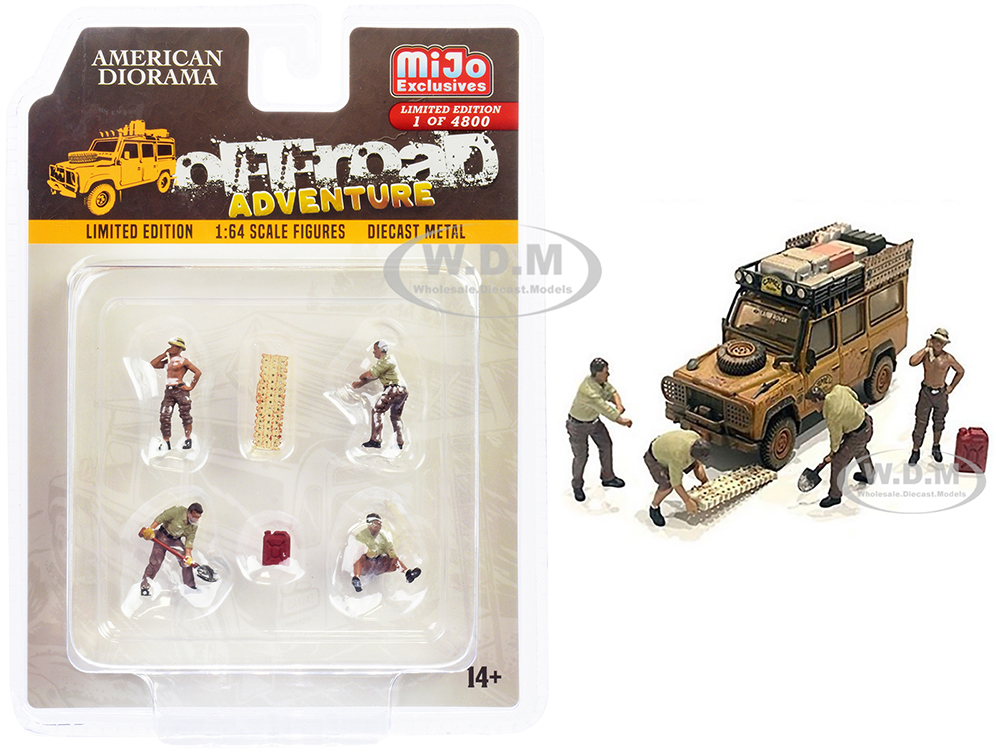 "Off-Road Adventure" 6 piece Diecast Set (4 Male Figurines and 2 Accessories) Limited Edition to 4800 pieces Worldwide for 1/64 Scale Models by Ameri
