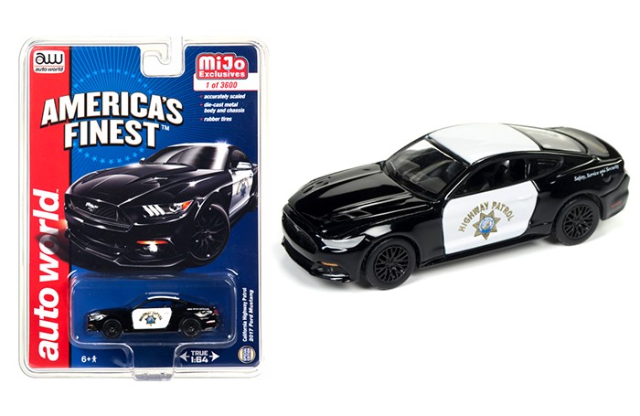 2017 Ford Mustang GT "Americas Finest" CHP California Highway Patrol Limited Edition to 3600pcs 1/64 Diecast Model Car by Auto World
