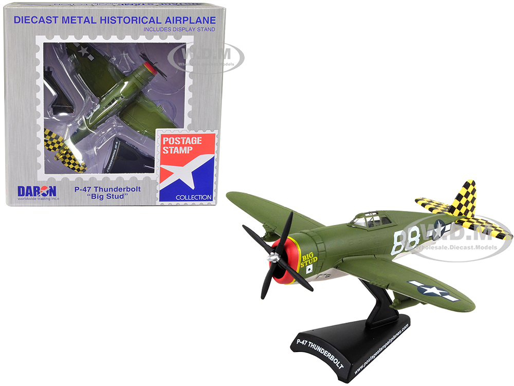 Republic P-47 Thunderbolt Fighter Aircraft Big Stud United States Army Air Force 1/100 Diecast Model Airplane By Postage Stamp