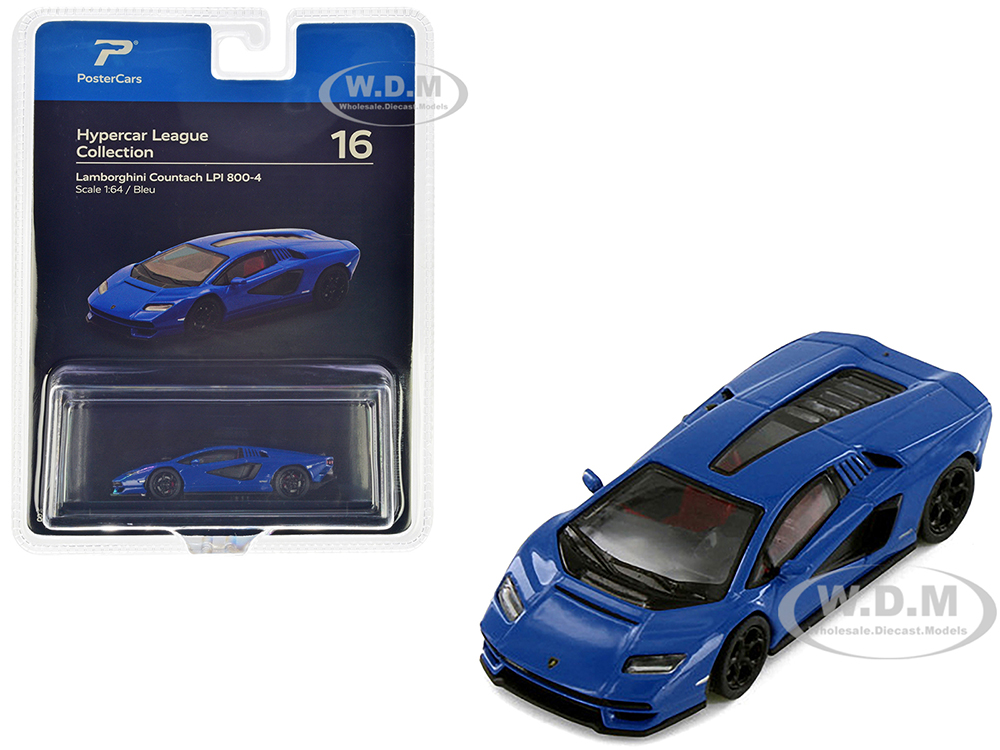 Lamborghini Countach LPI 800-4 Blue Hypercar League Collection 1/64 Diecast Model Car by PosterCars