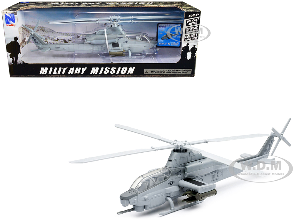 Bell AH-1Z Cobra Helicopter Gray US Air Force Military Mission Series 1/55 Diecast Model by New Ray