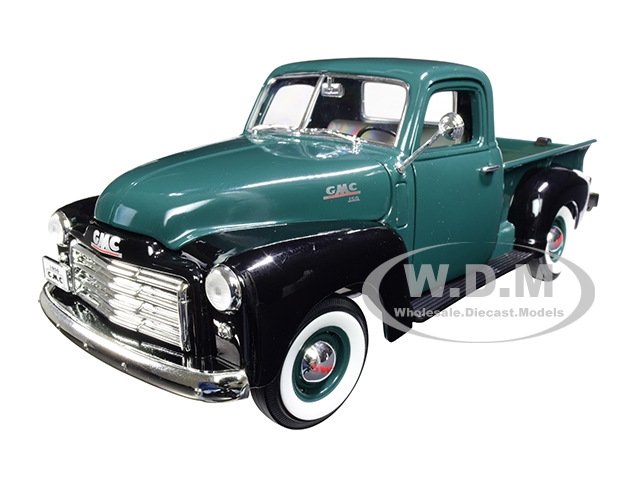 1950 Gmc Pickup Truck Dark Green And Black 1/18 Diecast Model Car By Road Signature