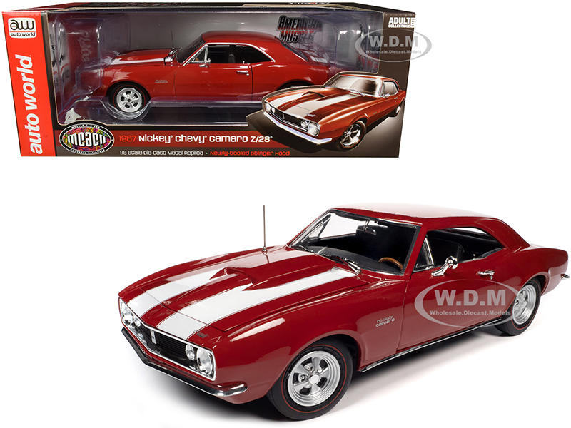 1967 Chevrolet Camaro Z/28 Nickey Hardtop Bolero Red with White Stripes "Muscle Car &amp; Corvette Nationals" (MCACN) 1/18 Diecast Model Car by Auto