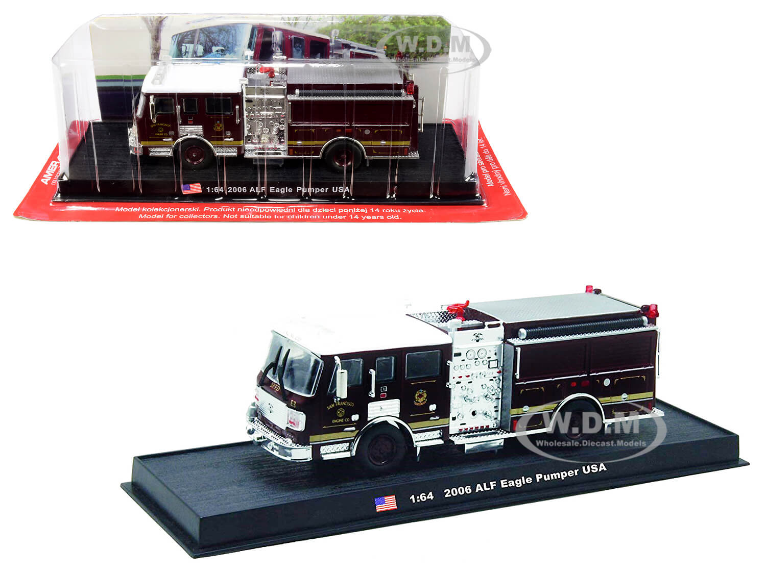 Image of 2006 American LaFrance (ALF) Eagle Pumper Fire Engine (San Francisco California) 1/64 Diecast Model by Amercom