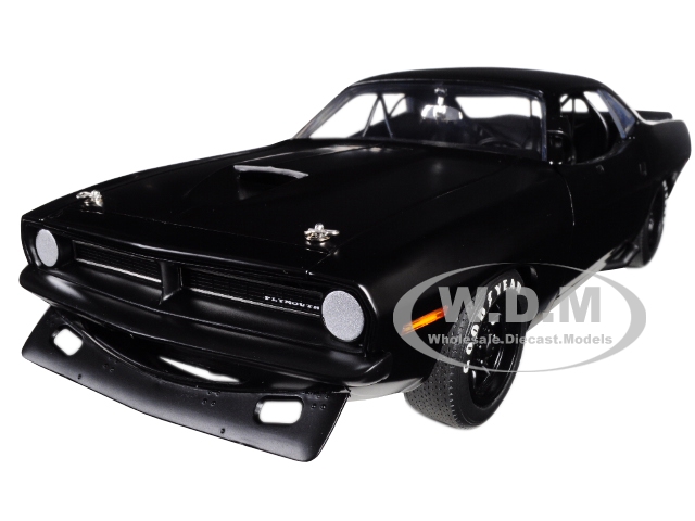 Image of 1970 Plymouth Barracuda Trans Am Matt Black "Street Version" Limited Edition to 522 pieces Worldwide 1/18 Diecast Model Car by Acme