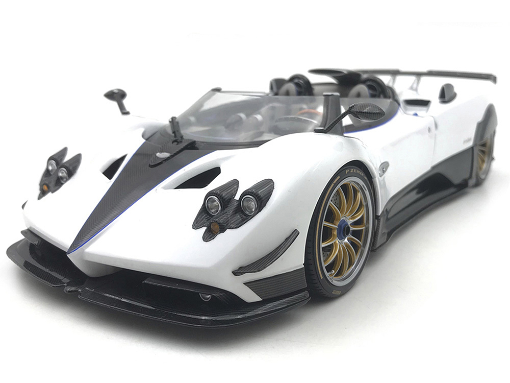 Pagani Zonda HP Barchetta White With Carbon Accents 1/18 Diecast Model Car By LCD Models