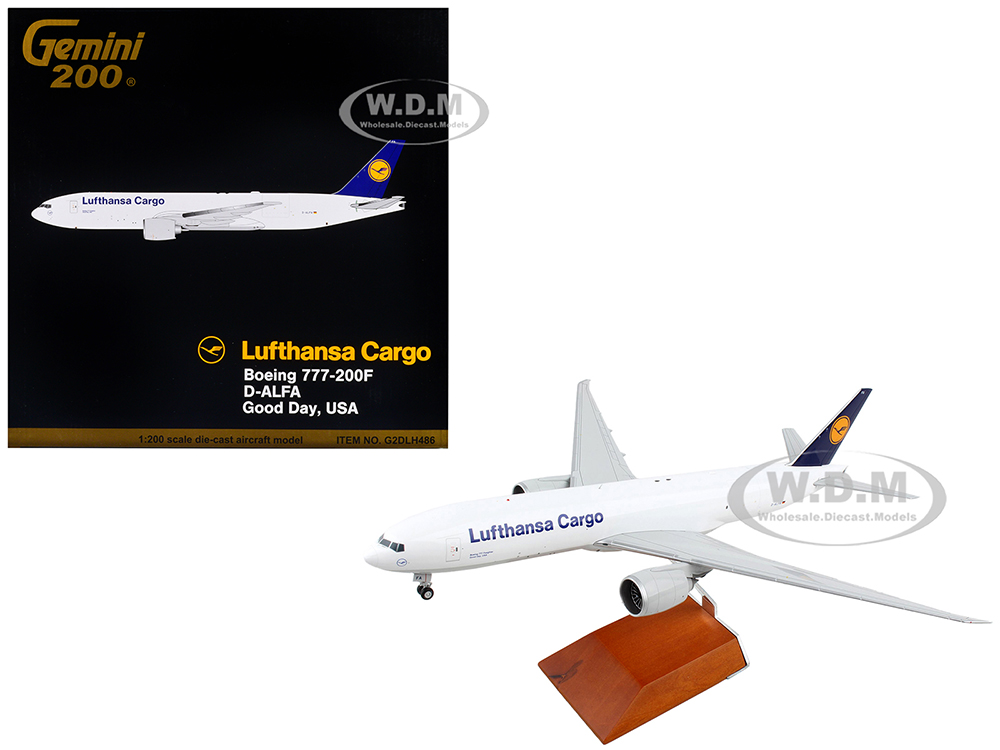 Boeing 777-200F Commercial Aircraft Lufthansa Cargo White with Blue Tail Gemini 200 Series 1/200 Diecast Model Airplane by GeminiJets