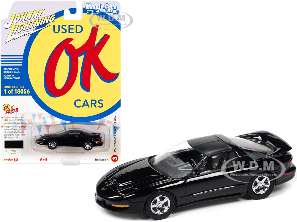 1997 Pontiac Firebird T/A Trans Am WS6 Black with Matt Black Top "OK Used Cars" Series Limited Edition to 18056 pieces Worldwide 1/64 Diecast Model C