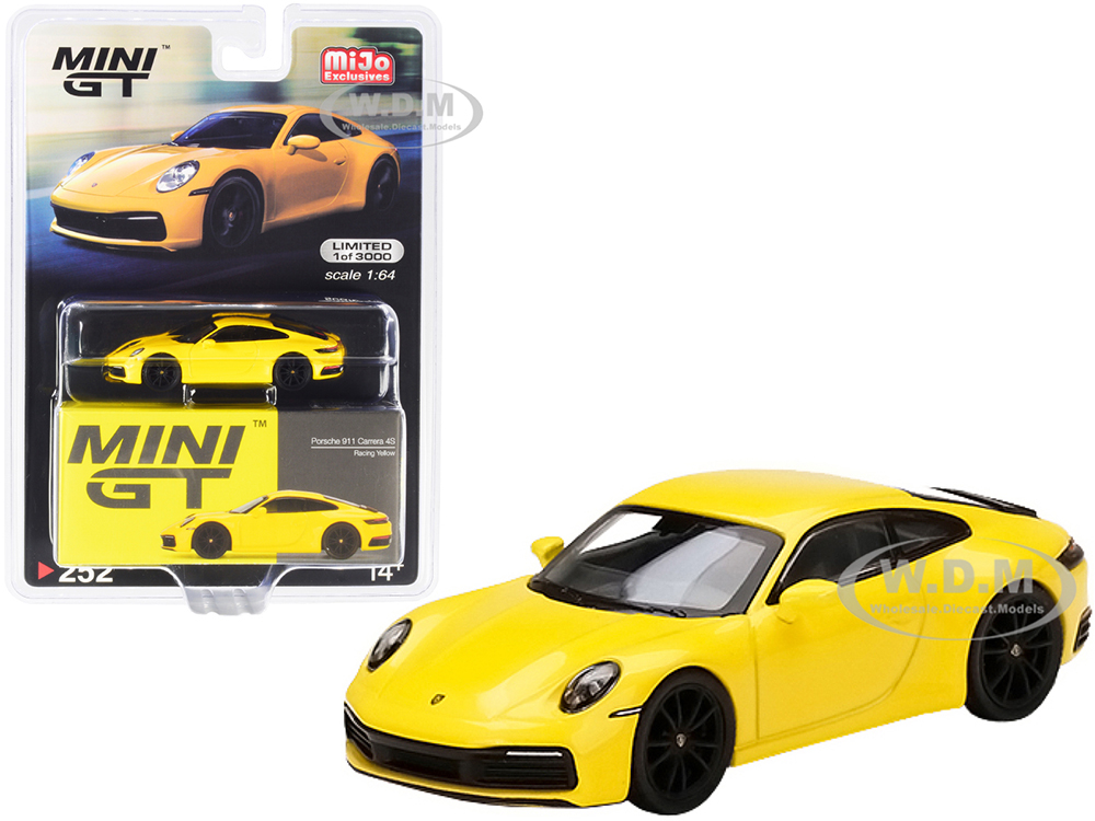 Porsche 911 (992) Carrera 4S Racing Yellow Limited Edition to 3000 pieces Worldwide 1/64 Diecast Model Car by True Scale Miniatures