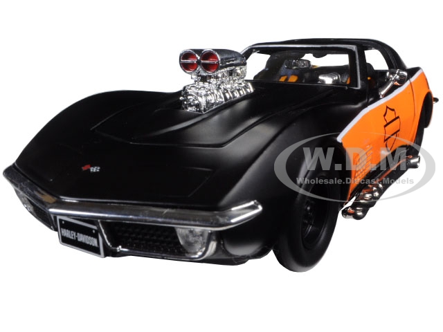 1970 Chevrolet Corvette Harley Davidson Black/Orange 1/24 Diecast Model Car by Maisto