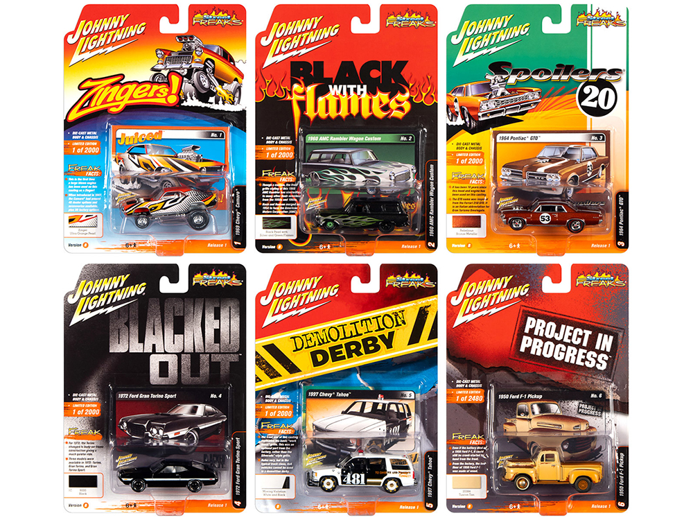 "Street Freaks" 2020 Release 1 Set B of 6 Cars 1/64 Diecast Models by Johnny Lightning