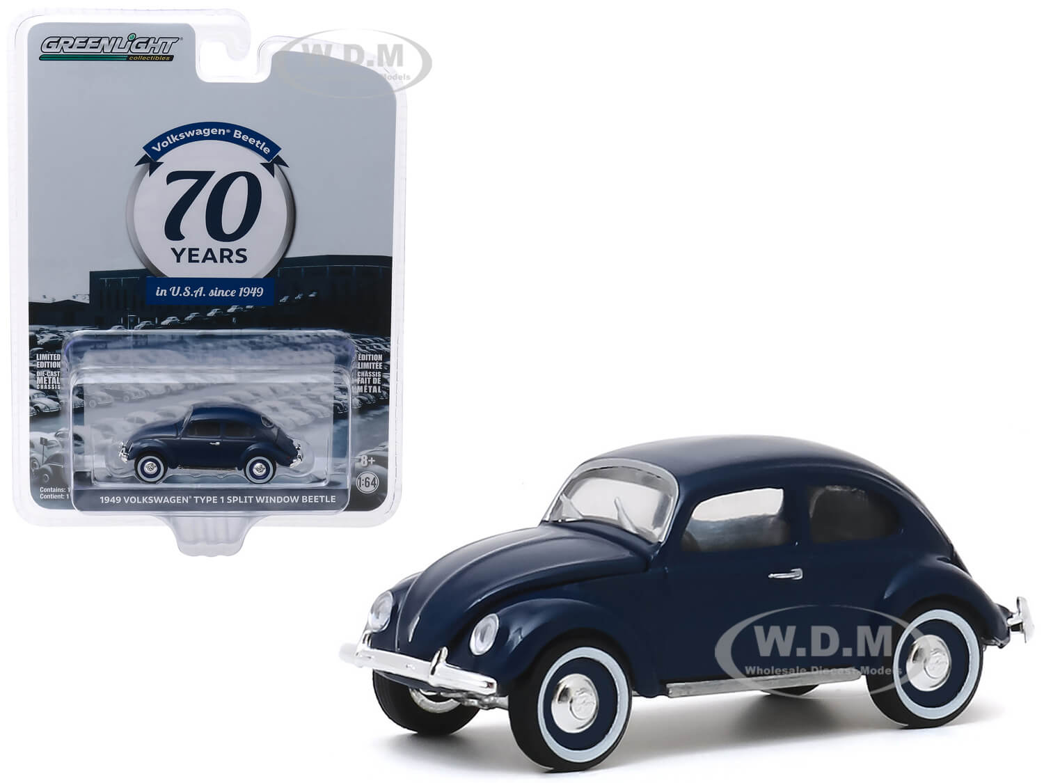 1949 Volkswagen Beetle Type 1 Split Window Dark Blue "volkswagen Beetle In U.s.a. 70th Anniversary" (1949-2019) "anniversary Collection" Series 10 1/