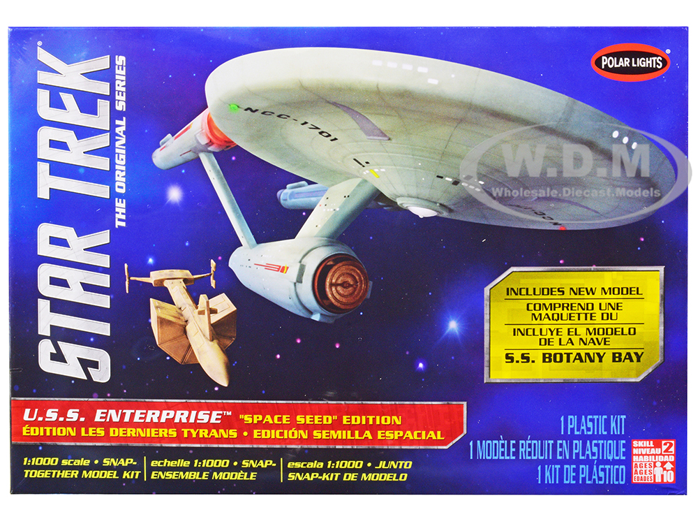 Skill 2 Model Kit Star Trek U.S.S. Enterprise and S.S. Botany Bay "The Original Series" "Space Seed" Edition Snap-Together 1/1000 Scale Model by Pola