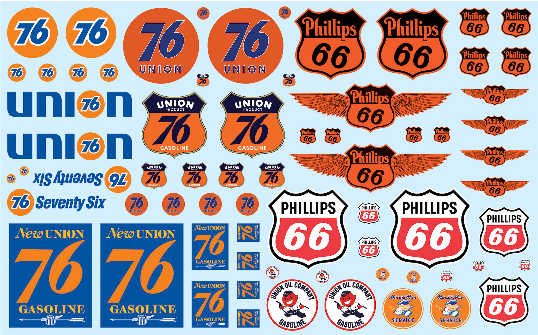 "Phillips 66" and "Union 76" Trucking Decals for 1/25 Scale Models by AMT