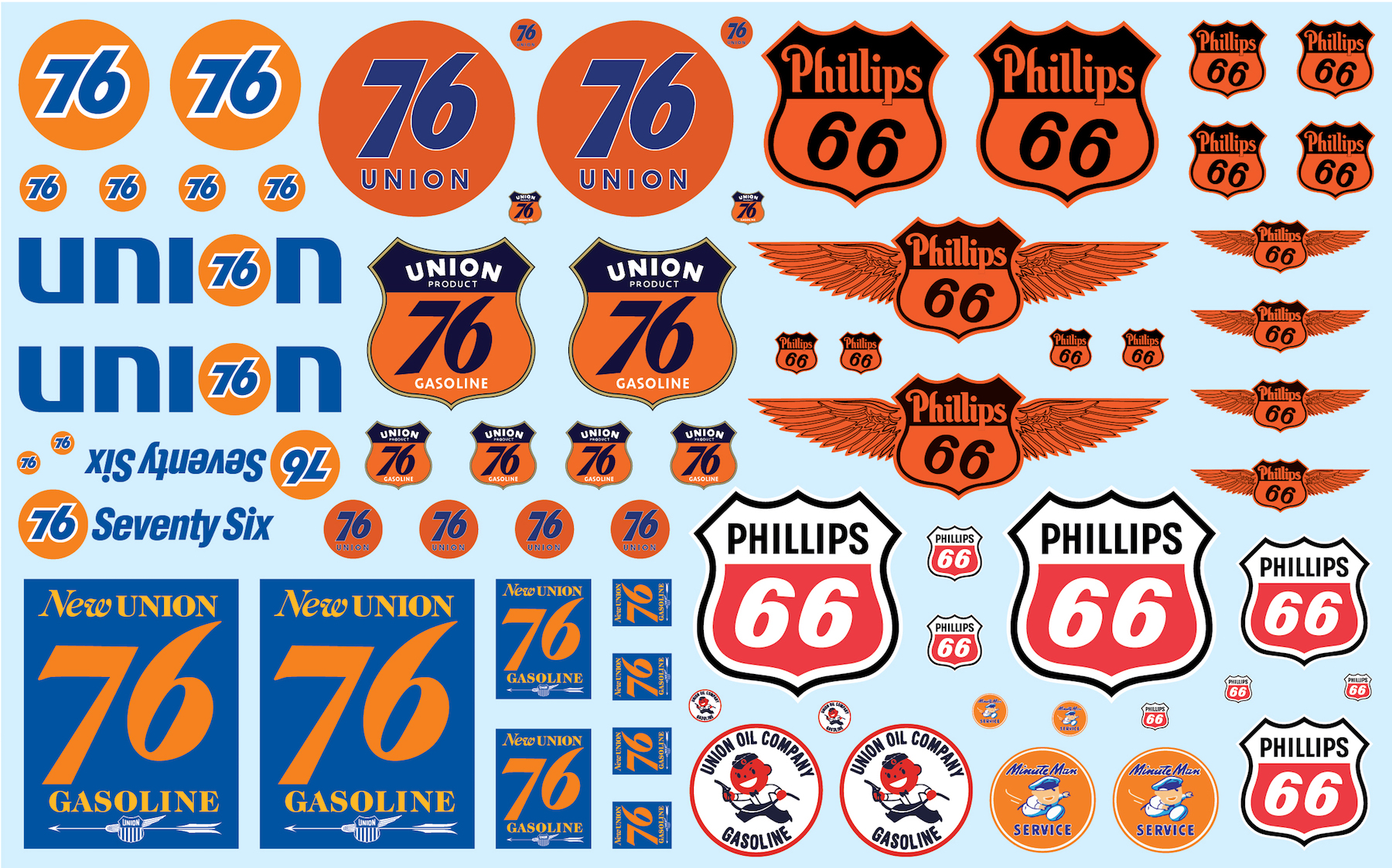 Image of "Phillips 66" and "Union 76" Trucking Decals for 1/25 Scale Models by AMT