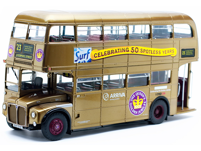 Routemaster Rm 23 "liverpool Street" Double Decker Bus Gold 1/24 Diecast Model By Sunstar