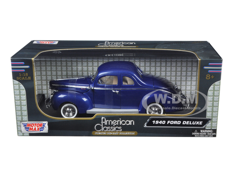 1940 Ford Deluxe Coupe Metallic Blue 1/18 Diecast Model Car By Motormax