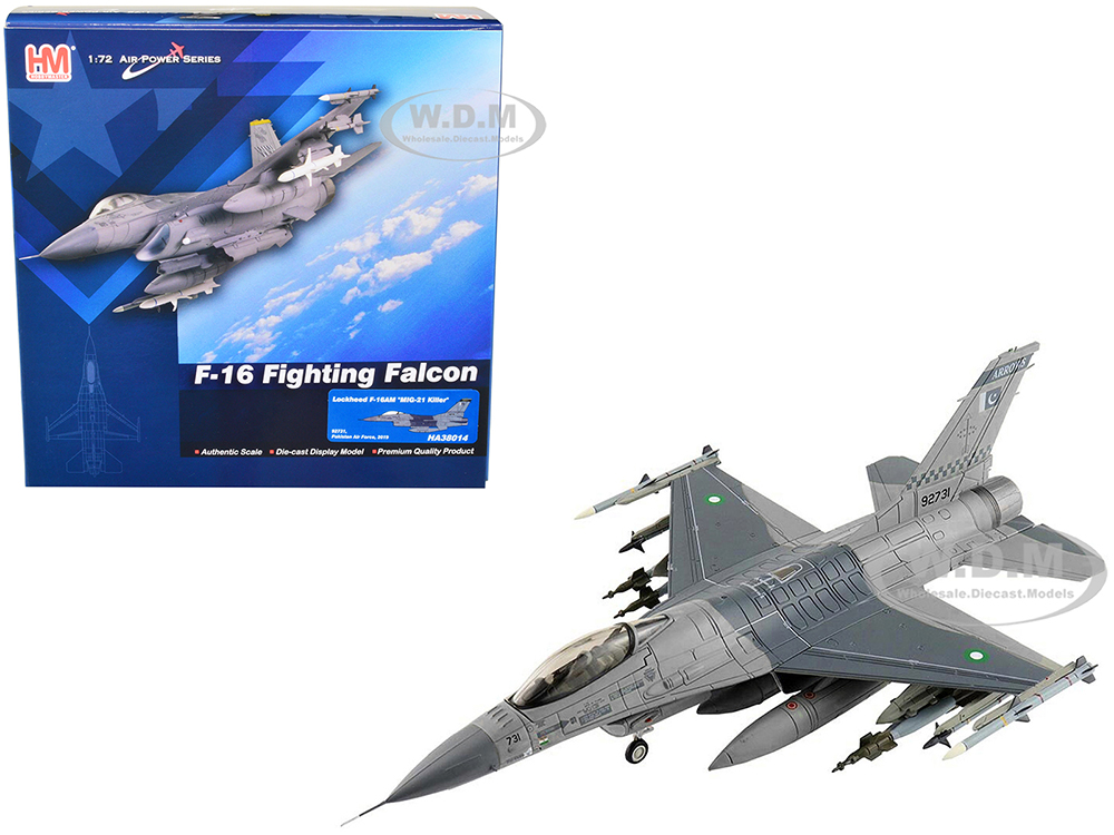 Lockheed Martin F-16AM Fighting Falcon Fighter Aircraft 92731 Mig-21 Killer Pakistan Air Force (2019) Air Power Series 1/72 Diecast Model by Hobby Master