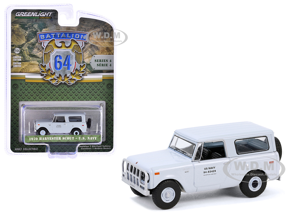 1970 Harvester Scout "United States Navy" Light Gray "Battalion 64" Series 4 1/64 Diecast Model Car by Greenlight