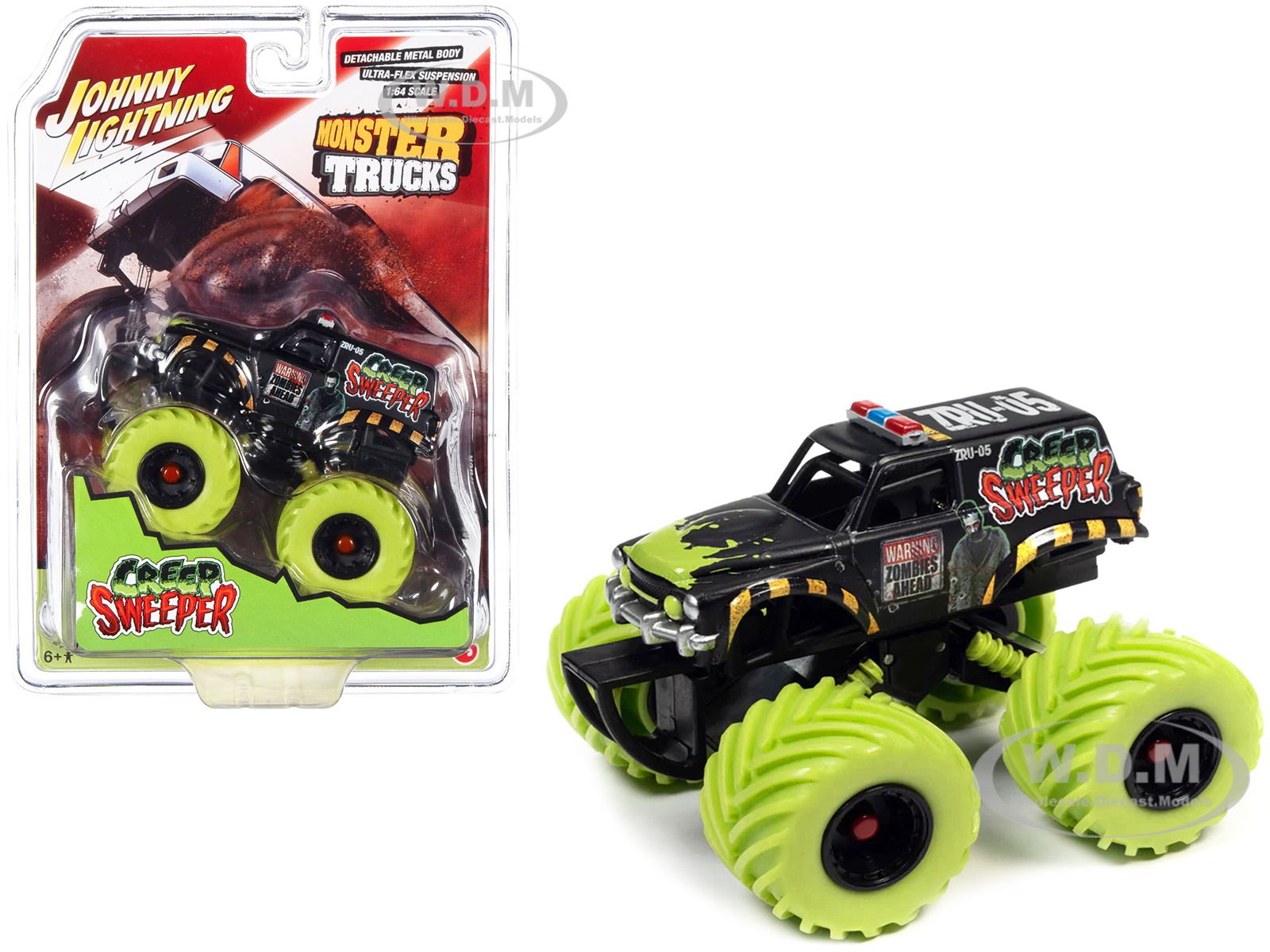 "Creep Sweeper" Monster Truck "Zombie Response Unit" with Driver Figure "Monster Trucks" Series 1/64 Diecast Model by Johnny Lightning