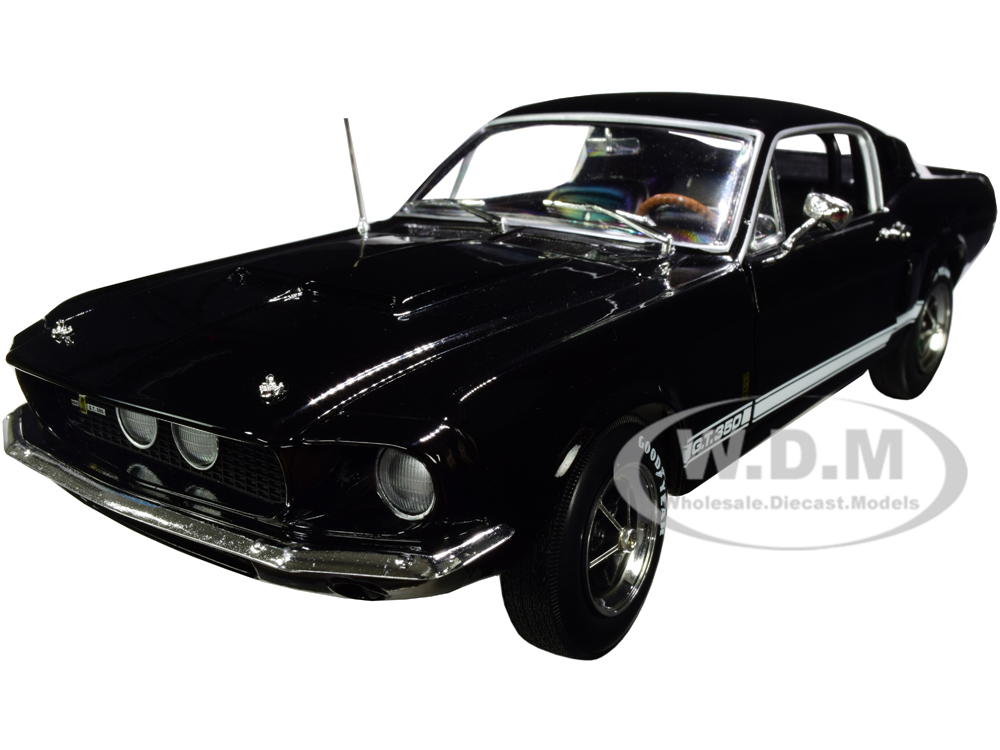 Image of 1967 Ford Mustang Shelby GT350 Hardtop Raven Black with White Stripes "Muscle Car &amp; Corvette Nationals" (MCACN) 1/18 Diecast Model Car by Autowor
