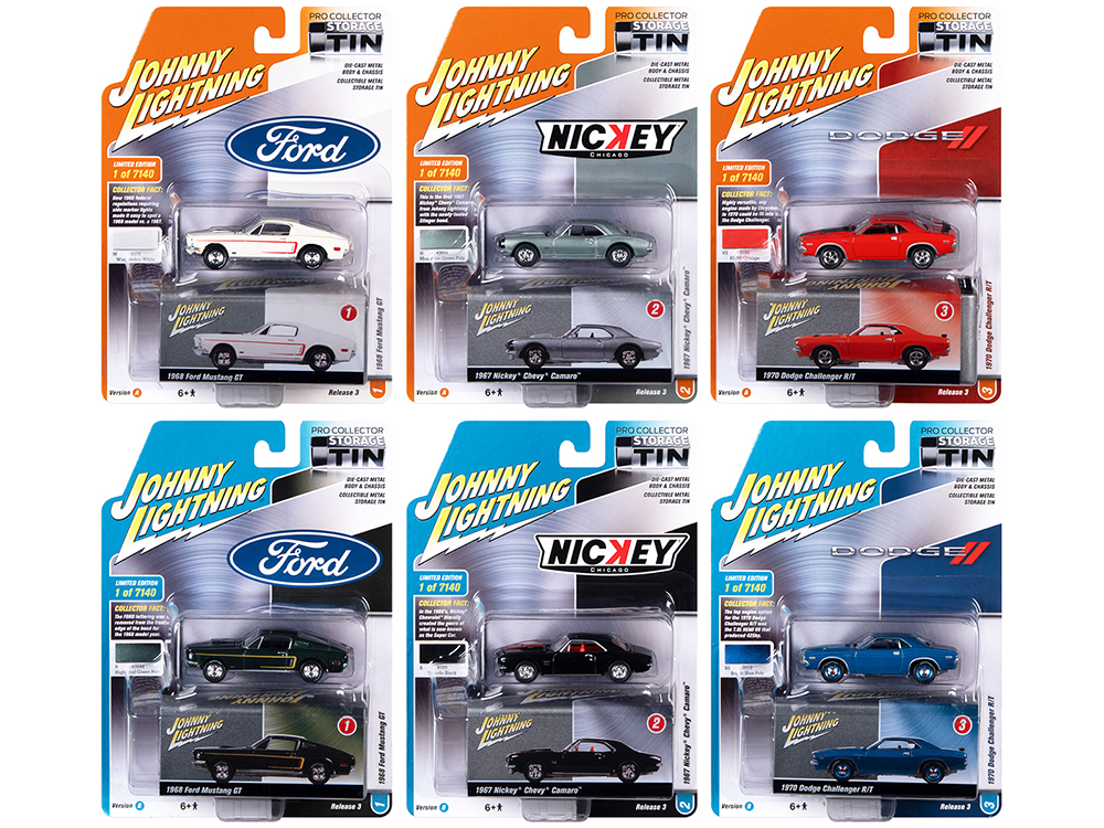 Johnny Lightning Collectors Tin 2021 Set of 6 Cars Release 3 Limited Edition of 7140 pieces Worldwide 1/64 Diecast Model Cars by Johnny Lightning