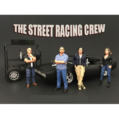 The Street Racing Crew 4 Piece Figure Set For 118 Scale Models by American Diorama