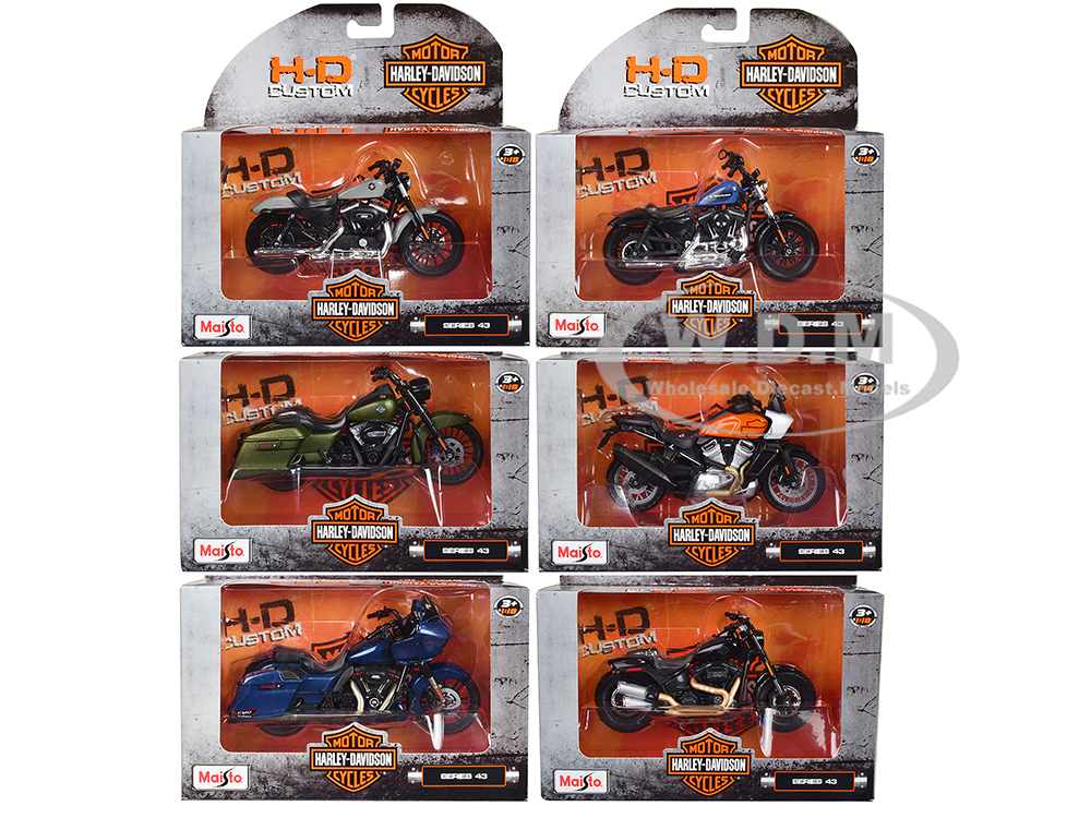 Harley-Davidson Motorcycles 6 Piece Set Series 43 1/18 Diecast Models By Maisto