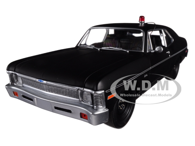 1971 Chevrolet Nova Police Matte Black "Hunter" (1984-1991) TV Series Limited Edition to 348 pieces Worldwide 1/18 Diecast Model Car by GMP