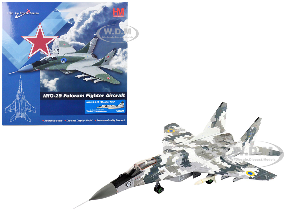 Mikoyan MiG-29 9-13 Fulcrum Fighter Aircraft "Ghost of Kyiv" Ukrainian Air Force "Air Power Series" 1/72 Diecast Model by Hobby Master